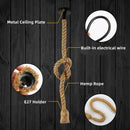 Axyaa Hemp Rope Pendant Light with E27 Socket for Industrial Farmhouse Decor
