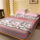 Axyaa Cute Kitten Printed Fleece Bed Sheet - Modern Brushed Bed Cover for Bedroom