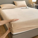 Axyaa Velvet Fitted Sheet & Pillowcase Set | Non-Slip Soft Mattress Cover