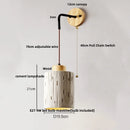 Axyaa LED Pull Chain Wall Sconce Cement Shade Wood Stair Light
