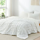 Axyaa Seersucker Plaid Queen Comforter, Reversible Lightweight Cooling Blanket