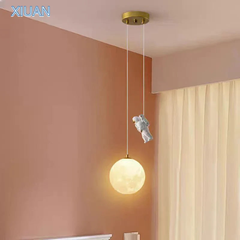 Axyaa Astronaut Pendant Moon Lamp with LED for Kids Room