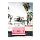 Axyaa Pink Beach Wave Surf Girl Canvas Painting Nordic Art Print