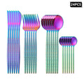 Axyaa Stainless Steel Colorful Cutlery Set with Cracked Handle - Portuguese Style