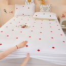 Axyaa Embroidered Padded Fitted Sheet, Washed Cotton, Single Piece, Non-Slip, All-Inclusive