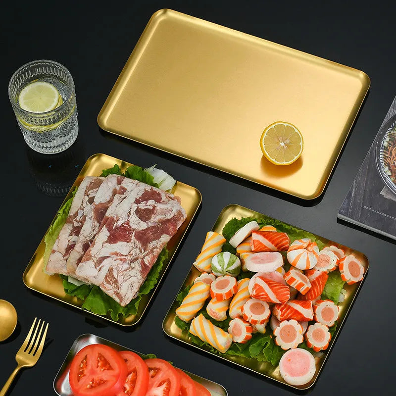 Axyaa Stainless Steel Non-Stick Baking Tray for Food Storage and Cooking