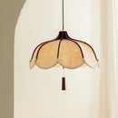 Axyaa Wood E27 Led Fabric Pendant Lights Chandelier Luminarias