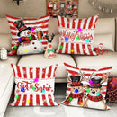 Axyaa Christmas Snowman LED Light Pillowcase - Red Striped Design