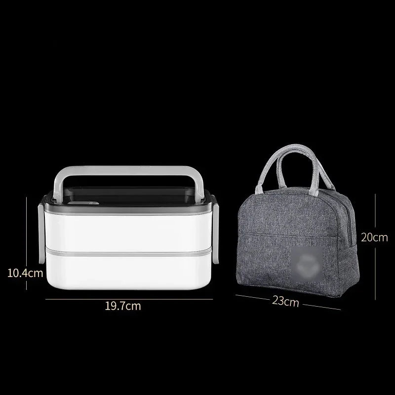 Axyaa Stainless Steel Insulated Bento Box 2 Layers with Thermal Bag