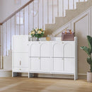 Axyaa 4-Drawer Shoe Cabinet with Hidden Stool & Adjustable Shelves