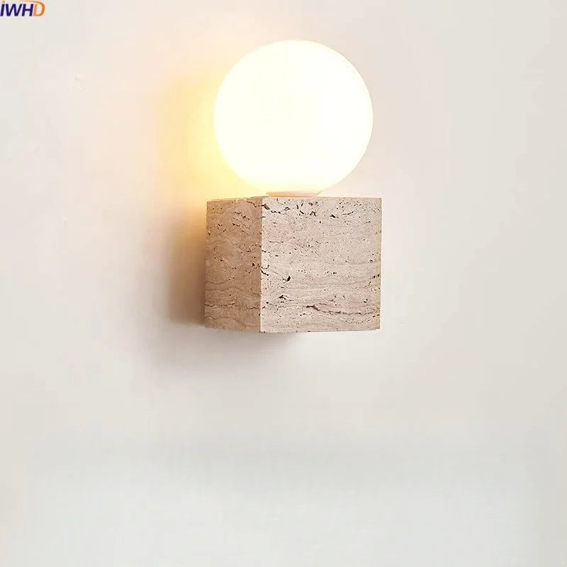 Axyaa White Glass Ball LED Wall Sconce - Modern Nordic Bedroom Bedside Lamp