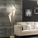 Axyaa Gold Floor Lamp with LED Paper Crane Lampshade for Modern Minimalist Style