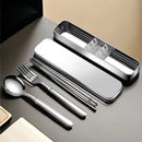 Axyaa Stainless Steel Chopstick Spoon Set Tableware Box Storage Box Single-Person Portable