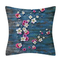Retro Floral Linen Pillow Cover Abstract Art Decor for Living Room Sofa by Axyaa