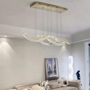 Axyaa Crystal Wave Pendant Chandelier Dimmable Luxury Steel Luminarias