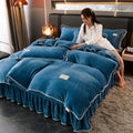 Axyaa Winter Warm Mink Fleece 4-Piece Bed Skirt Set