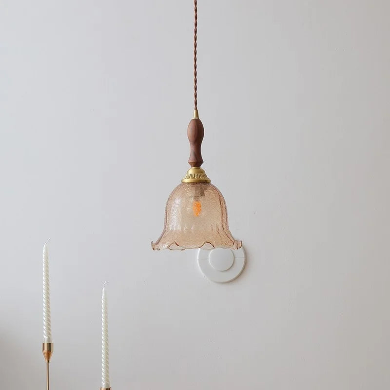 Axyaa Modern LED Pendant Lights Glass Wood Nordic Hanging Lamp