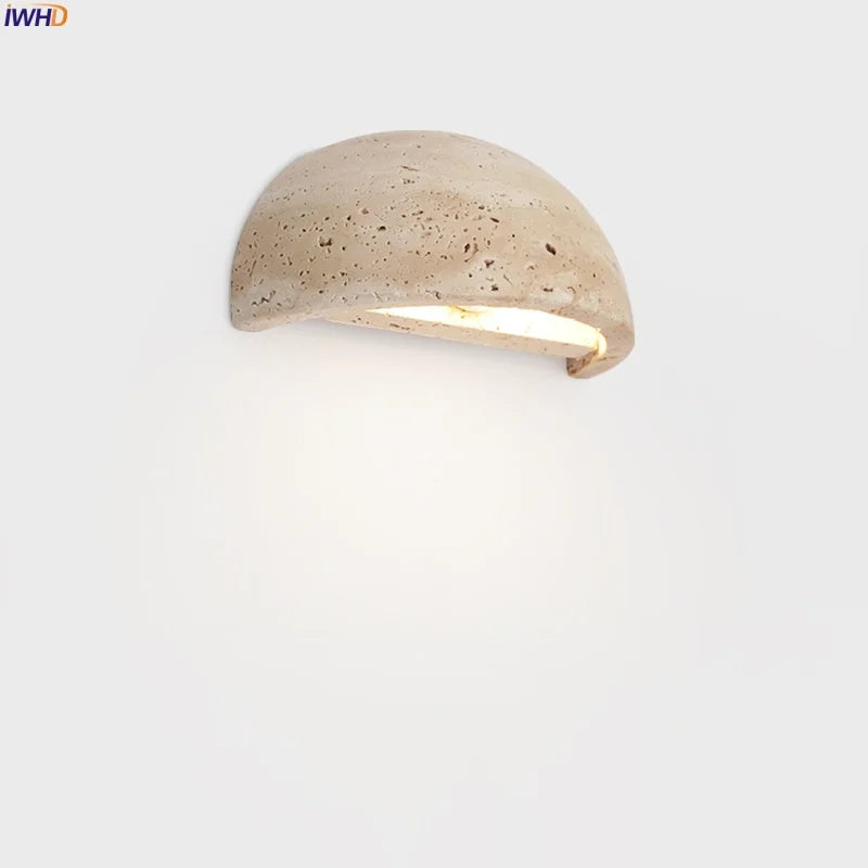 Axyaa Small LED Wall Sconce Yellow Travertine Wabi Sabi Wall Lamp