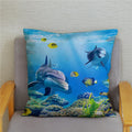Axyaa Dolphin Ocean Pattern Cushion Cover for Kids Sofa & Home Decor