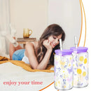 Axyaa Butterfly Lemon Double Wall Mason Jar Cup