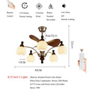 Axyaa Mid-Century Ceiling Fan with Wooden Glass Chandelier & Remote Control