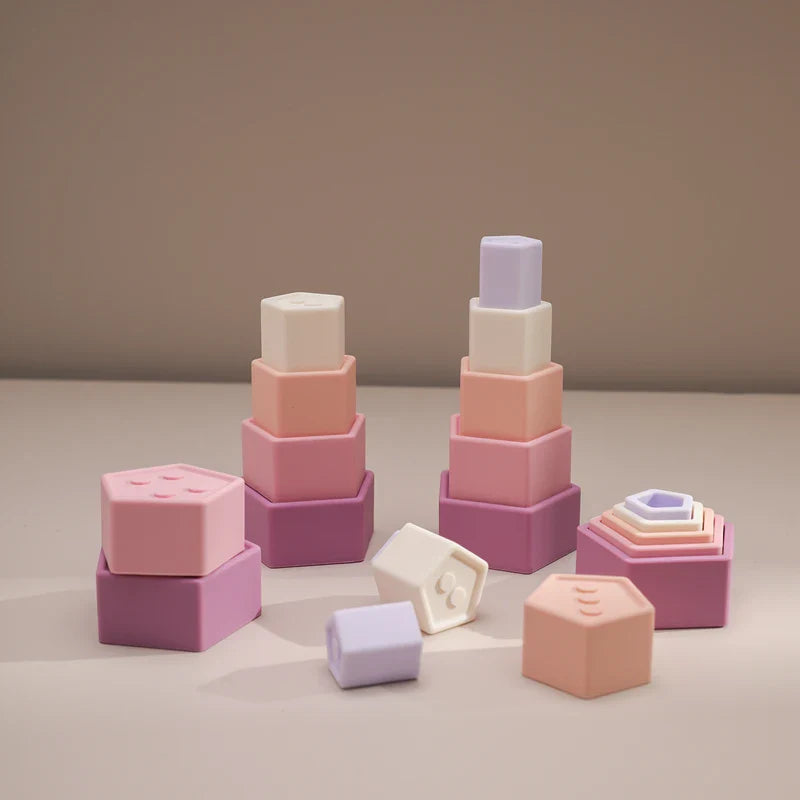 Axya Silicone Color Block Stacking Toy with Music - 5PCS Baby Building Blocks