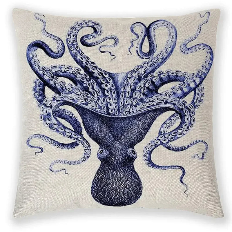 Axyaa Sea Animal Linen Pillow Case 45*45cm Home Decoration