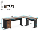 Axyaa Industrial L-Shaped Executive Desk with File Cabinet, Corner Computer Table