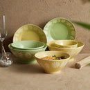 Axyaa Ceramic Bowl Set: Embossed Plates, High Value Tableware & Rice Bowls