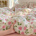 Axyaa Korean Floral Bedding Set 2025: Washed Cotton Duvet Cover, Girls Bedding Sheet Sets