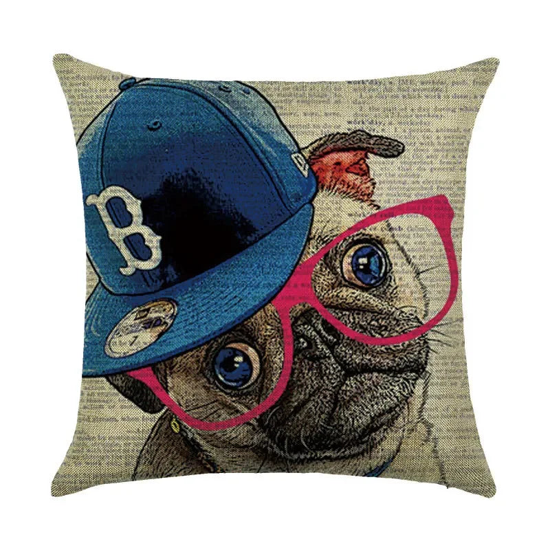 Cute Dog Watercolor Linen Cushion Cover 45*45cm - Axyaa