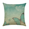 Axyaa Linen Butterfly Flower Sofa Cushion Cover 45*45 - Home Decor Printed Pillow Case