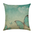 Axyaa Linen Butterfly Flower Sofa Cushion Cover 45*45 - Home Decor Printed Pillow Case