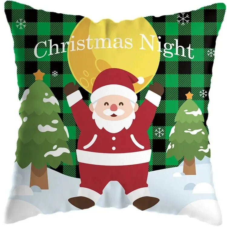 Cute Santa Claus Snowman Print Pillowcase for Axyaa Christmas Party Decor