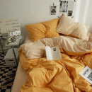 Axyaa Double Washed Cotton Bedding 4pc Set - High Quality Solid Color Premium Bed Linen