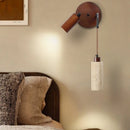 Axyaa Mid Century Modern LED Wall Lights Adjustable Switch Yellow Travertine Bedroom Lamps