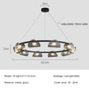 Axyaa Smoky Gray Glass Chandelier Pendant Light Luxury Living Room LED Luminarias