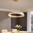 Axyaa Luxury Gold Crystal Pendant Lamp - Dimmable LED Modern Living Room Light