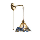Axyaa Butterfly Glass LED Wall Sconce with Pull Chain Switch