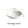 Axyaa White Ceramic Rock Grain Soup Noodle Salad Bowl - High-Grade Tableware