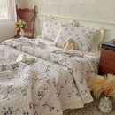 Axyaa Vintage Flower Print Quilted Bedspread Set with Ruffle Pillowcase