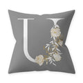 Axyaa Grey Flowery Print Alphabetic Cushion Cover for Home Sofa Decor 45x45cm