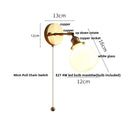 Axyaa Clear Glass Wall Light Fixture with Pull Chain Switch & LED Rotation