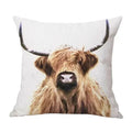 Axyaa Highland Cow Linen Pillow Cover - 45x45CM Home Sofa Throw Cushion for Bed & Car