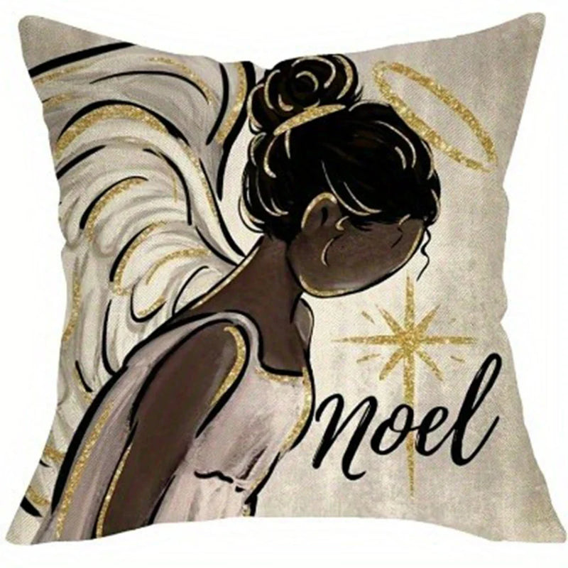 Axyaa African American Angel Christmas Decoration Pillowcase