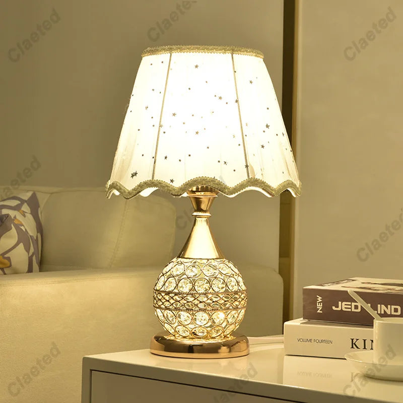 Axyaa Elegant Crystal Table Lamp for Bedroom and Living Room