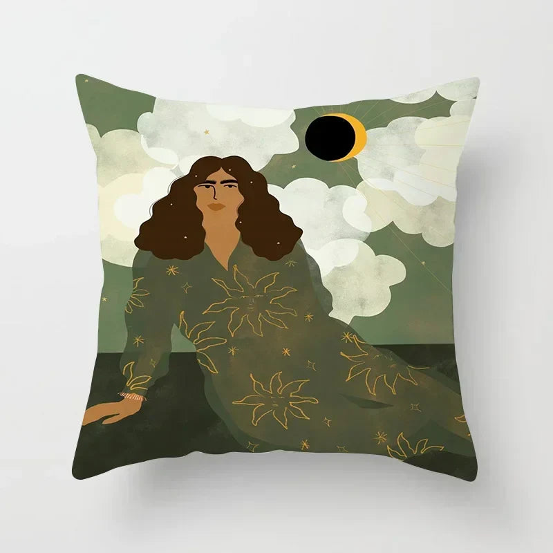 Axyaa Women Flower Oil Painting Decorative Pillowcase for Home Sofa Decor