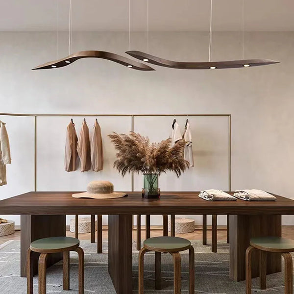 Axyaa Modern Wooden Pendant Lights LED Hanging Lamps Fixture for Living Room