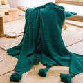 Axyaa Nordic Chunky Knit Blanket with Tassel for Bed Sofa Couch Embossed Waffle Pattern