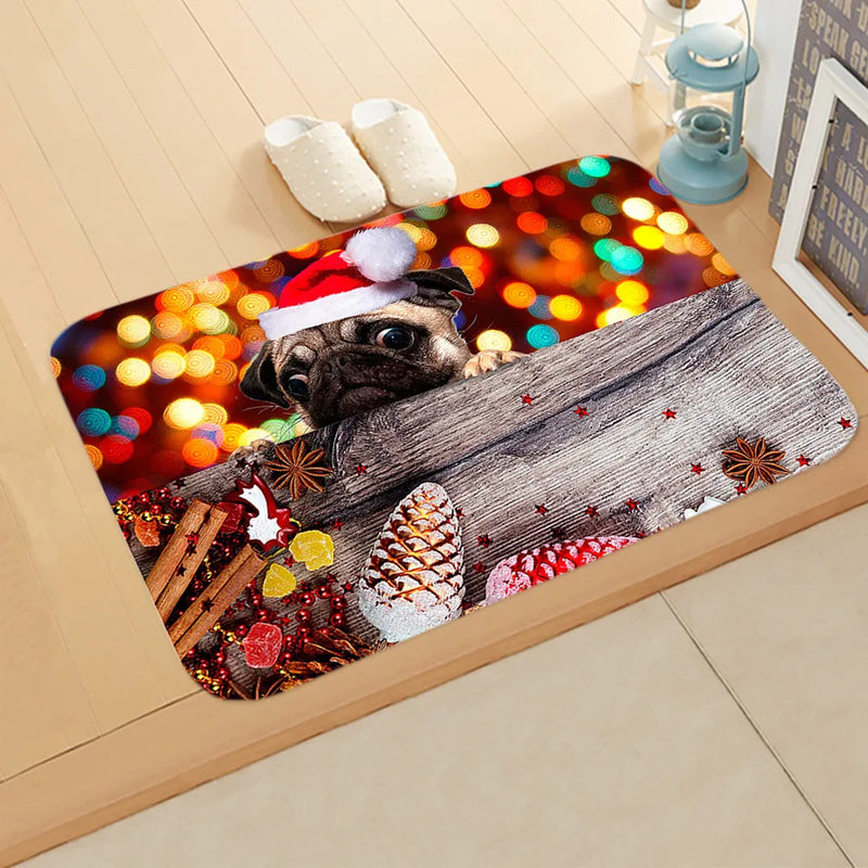 Axyaa Christmas Animal Print Door Mat - Non-Slip Home Decoration